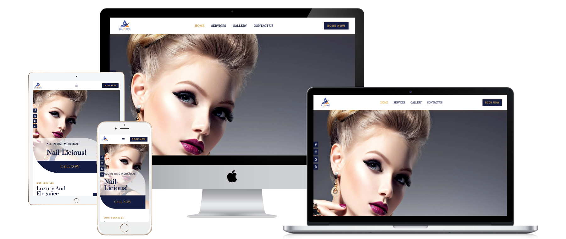 Responsive website mockup for Template A005